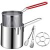 Generico Friggitrice in Acciaio,Acciaio Inossidabile Compatta,Pentola per Friggere Snack | Per Cucina Domestica Ristorante Camper Catering Truck Filetto di Pollo Patatine Fritte