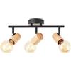 Brilliant Kerry - Tubo spot a 3 luci, nero/legno, metallo/bambù, 3 x A60, E27, 40 W, adatto per lampada normale (non inclusa)
