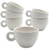 LEONARDO LUXURY HOME DESIGN Tazze da Caffè 90 ml Set 6 in Porcellana Bianca Linea Circle Elegance con Manico Rotondo Casa Ufficio Bar Lavastoviglie Microonde (Circle Elegance senza Piattini)