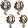 Y.W.Licht Lampadina a filamento a LED G80 E27 6W Dimmerabile bianca calda 1800K stile nostalgico Grigio fumé stile retrò vintage lampadina Edison vetro antico per illuminazione (4 pcs)