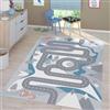 TT Home Tappeto Stanza Bambini Auto Bambini Strada Antiscivolo Moderno, Colore: Crema, Dimensione:80x150 cm