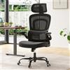 Farini Sedia ergonomica regolabile in altezza, sedia da ufficio per computer con ruote, scrivania per comoda sedia da direzione, sedia da ufficio con poggiatesta, nera