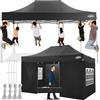 COBIZI Gazebo 3x4,5,Esterno Resistente con 4 Parete Laterale,Esterno Pieghevole Impermeabile Gazebos da Giardino,Tendone Padiglione Pop Up per Feste Campeggio (3 per 4,5m Nero)