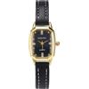 JSDDE Orologio da donna, al quarzo, in pelle, sottile, retrò, orologio al quarzo, quadrante analogico, rettangolare, indice strassato vintage, con cassa in oro, cinturino in pelle corta per polso