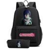 Huacaiyu Anime Denji Zaino + Astuccio 2pcs Set Cosplay Pochita Reze Multifunzione Zaino da Viaggio Bookbag con serratura Daypack Borsa da Scuola Nero