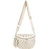 LA HUATE Borchie Rivetti Fanny Pack Punk Style Marsupio Pelle Trendy Sling Borse Petto, Bianco crema., Punk