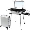 EBANKU Valigetta per Trucchi, 24in PC Valigia da Trucco Professionale Grande Beauty Case Porta Trucchi da Viaggio Telaio con LED Lighted Mirror Bluetooth, 4 Pulsanti di Visualizzazione (Argento)