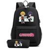 Huacaiyu Anime Denji Zaino + Astuccio 2pcs Set Cosplay Pochita Reze Multifunzione Zaino da Viaggio Bookbag con serratura Daypack Borsa da Scuola Nero