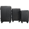 Kappa Set 3 Trolley Rigide da Viaggio 20+24+28, Trolley in ABS Espandibili con 4 Ruote Doppie Silenziose e Lucchetto TSA a Combinazione, Set Valigie Piccola Media Grande 332E3JW, Nero