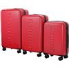 Kappa Set Valigie da Viaggio 3 Pezzi (20+24+28), Trolley Rigidi in ABS Espandibili, 4 Ruote Doppie Silenziose, Lucchetto TSA a Combinazione, Valigia Piccola Media Grande 332E3HW, Rosso