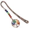 JSDDE Segnalibro vintage in metallo Reiki Healing 7 Chakra Crystal Gemstone Tree of Life Ciondolo a forma di albero della vita, per donne insegnanti e lettori, regali di Natale