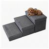 BOFITENG Scaletta per cani di piccola taglia, con 3 gradini, pieghevole | Scala per animali domestici 2 in 1, per cani e gatti di piccola e grande, grigio scuro, 75 x 40 x 30 cm, tre ripiani