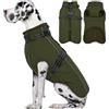 LeLePet - Cappotto extra large per cani con imbracatura - Giacca calda e impermeabile in pile, gilet riflettente invernale in stile neve per cani di taglia grande, Weimaraner - Verde militare 3XL