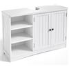 Bealife Mobile Sottolavabo, Armadietto da Bagno a pavimento,con 2 Ante, 5 Scomparti e Ripiano Regolabile in Altezza in 3 Livelli, Chiusura Magnetica, Molto Spazio, 90 x 30 x 60 cm (Bianco)