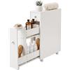 Relaxdays truciolare bianco | Mobile nicchia rollabile con cassetto e scomparti per bagno e cucina, 58x48x16 cm