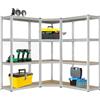 Juskys Sistema di scaffali metallici da 3 pezzi Easy | 1 ripiano angolare e 2 ripiani portaoggetti | 12 ripiani in legno MDF | 960 kg | Scaffalatura per carichi pesanti Scaffalatura a innesto