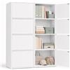 NovoLiving Set di 2 Mobile Contenitore 4 Ante, Armadio Multiuso Bianco, Mobile Soggiorno, Credenza Alta con Apertura Push-to-Open, Mobile Salvaspazio per Ingresso, Camera da Letto, Cameretta, 50 × 40 × 119 cm