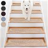 Homwiz Tappetini per Scale Antiscivolo, 15 Tappetini Autoadesivi per Gradini Interni, Ritagliabile e Riutilizzabile - Protezione per Animali Domestici, Anziani e Bambini (Beige, 65x20 cm)