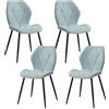 HJhomeheart Set di 4 Sedie da Pranzo, Sedie da Cucina Moderne, Sedie Imbottite con Gambe in Metallo, Cuscini in Tessuto con Motivo a Rombi,Verde menta