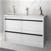 Yellowshop - Mobile bagno sospeso legno modello Attila 80 cm con lavabo specchio led e colonna Varie Colorazioni (Bianco lucido (mobile + lavabo))