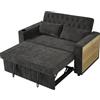Azkoeesy Divano Letto Estensibile a 2 Posti 140 cm, Schienale Reclinabile, Mensole Laterali, Porta USB, 2 Cuscini, Portabevande, Rivestimento in Ciniglia, per Soggiorno e Appartamento, grigio