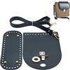 Generico 3 pz Kit per Realizzare La Base di Una Borsa all'Uncinetto con Fondo Ovale in Pelle PU con Patta Superiore Tracolla Regolabile Accessori Fai da Te per Lavorare A Maglia Una (Nero)