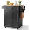 Bealife Carrello da Cucina, Mobile Cucina,con Ruote e Piano di Lavoro，Carrello di Servizio con 2 Ante e 1 Cassetto, Carrello Salvaspazio per Cucina e Soggiorno (Nero)