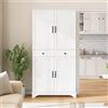 VIVCA Armadio alto con ripiani regolabili e cassetti, libreria con ripiani estraibili e ante del frigorifero, ideale per sala da pranzo, soggiorno e cucina (bianco)