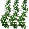 Deruxan - Ghirlanda di edera artificiale, 12 pezzi, con 80 foglie da appendere a parete, balcone, recinzione, per matrimonio, per casa, feste e giardino (2,2 m).