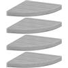 SYDE Mensole angolari da parete, 4 pezzi, MDF, grigio, 25 x 25 x 3,8 cm | Pannello a nido d'ape in MDF e metallo resistente, montaggio invisibile, espositore galleggiante per libri e decorazioni