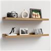 RICHER HOUSE Mensole sospese da parete in legno di rovere, 60 cm, set da 2 | Mensola decorativa da parete per camera da letto, bagno, soggiorno, cucina, asilo nido