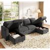 Moimhear Divano a forma di U in ciniglia 260x128x82 cm con 2 chaise longue portaoggetti, USB+Type-C, 2 cuscini, grigio