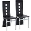 JeOBEST - Set di 2 sedie da pranzo in ecopelle con gambe in metallo cromato, con schienale alto, colore: nero, 2 pezzi