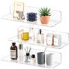 SHEPIN 3 Pezzi Mensole da Muro senza foratura, Trasparente in Acrilico, per Bagno da Parete, 30cm Moderne Design Cubi, Adesiva per Cameretta,Cucina, Salotto
