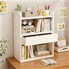 Nordivo Mensola da Scrivania in Legno con Cassetto, Libreria da Scrivania a 2/3 Livelli, Organizzatore da Tavolo per Studio e Camera Studenti(White,LxH 40x74 cm/16x29 in)