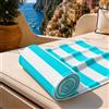 PETTI Artigiani Italiani - Telo Mare Microfibra, Asciugamano Mare o Piscina, Telo per Lettino Spiaggia, Grande 90x180 cm, Righe Bianco Tiffany