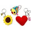 Handmade Generico Set 3 Portachiavi Artigianali all'Uncinetto Fatti a Mano - Girasole, Cuore e Pesciolino Amigurumi - Idee Bomboniere, Segnaposto, Regalo Originale, Pensiero d'Amore, Handmade