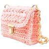 Handmade Generico Borsa ad Uncinetto Artigianale con Tracolla Elegante Borsetta da Donna Rosa cm 20 x 8 x h15