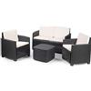 Dmora Set Salotto da Esterno Catanzaro, Composizione da Giardino con 2 poltrone,1 Divano e 1 tavolino Contenitore, Effetto Rattan con Cuscini, 100% Made in Italy, Antracite