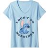 Disney Lilo & Stitch Vintage I Don't Do Mornings Stitch V2 Maglietta con Collo a V