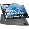 SUAAT 2026 Tablet 10 Pollici Android 15 Octa-Core 22GB RAM + 128GB ROM (2TB TF) | WiFi 5G + 2.4G | GPS | Bluetooth 5.0 | 8MP + 5MP | Type-C Touchscreen - Nero