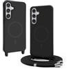 BGHHEU Magnetica Cover per Samsung Galaxy S24 Plus con Cordino,[Compatible con Magsafe],Custodia Silicone con Regolabile Collana Sottile Morbida Case,Nero