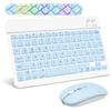 SOPPY Tastiera e Mouse Bluetooth Portatili con Retroilluminazione, Mini Tastiera Ricaricabile, Tastiera Wireless per iPad/Samsung Tab/Lenovo Tab/iOS/Android/Windows, Layout Italiano (Blu)