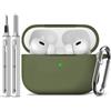 Inesore Compatible with AirPods Pro 1st/2nd Case - Deep Green | Silicone Protective Case Cover for Apple Air Pod Pro (2019/2022/2023), Unisex Design, with Cleaning Kit
