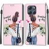 KENHONER Custodia per Motorola Moto G86 5G, ragazza | Portafoglio Pelle PU, Magnetica, Resistente Agli Urti, Scomparto Carte Credito, Pieghevole, Flip Libro, Motivo