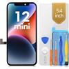 bokman Schermo per iPhone 12 Mini, 5,4 LCD di Ricambio Kit Riparazione | FHD LCD touch, utensili, adesivo e pellicola inclusi, True Tone dopo programmazione, A2176/A2398/A2399/A2400