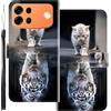 WUACYEAMING Custodia Compatibile con Oppo A7 Pro Max,con Slot Carte PU Pelle Portafoglio Libro Case Antiurto Bumper Motivo Magnetica Flip Protettiva Resistente Gatto tigre