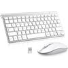 PINKCAT Tastiera e mouse Wireless, PINKCAT 2.4G Set di tastiera ultrasottile e mouse ergonomico silenzioso con 12 tasti di scelta rapida multimediali per computer, PC, laptop, desktop (Argento)