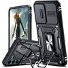 LeYi Cover per Samsung Galaxy S22 5G (Senza Proteggi Schermo)(Nero) | Custodia con Protezione Fotocamera [Slidable] Antiurto Grado Militare 360°Magnetica Anello Supporto TPU Bumper Custodie