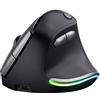 Trust Bayo Mouse Verticale Ricaricabile, Ridurre la Tensione del Braccio e del Polso, Sostenibile, RF 2.4 GHz, 800-4200 DPI, 6 Pulsanti, Ergonomico Wireless per PC, Laptop, Mac, Nero